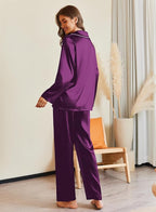 Ekouaer Pajamas For Women Set Silk Pjs 2 Piece Satin Sleepwear Long Sleeve Button Down Lounge Sets With Pant