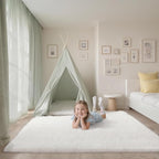 Shag White Rug 6x9 Area Rugs for Bedroom Dorm Living Room - Non Slip Ultra Soft Large Fluffy Fuzzy Plush Shaggy Furry Bedsied Rug for Kids Room Nursery Playroom,Modern Home Office Carpet Decor