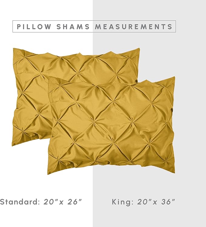 Elegant Comfort 8-Piece Pinch Pleated Comforter Set -All Season Complete Bed in a Bag, Includes 4pc Smart Sheet Set, Bed Skirt, Comforter, Matching Pillowcases and Shams, King/Cal King, Mustard Yellow