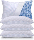 OSBED Adjustable Cooling Shredded Memory Foam Pillows King Size Set of 4 - Temperature-Regulating for Hot Sleepers with Dual Airflow Ventilation(CertiPUR-US & Hypoallergenic & Machine Washable)