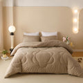 Luxlovery Cream Coffee Comforter Set Full Khaki Sunflower Bedding Comforter Mocha Coffee Bedding Comforter Set Floral Boho Farmhouse Quilted Soft Breathable Bedding Set Full Size