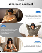 Bluetooth Sleep Mask Headphones: 100% Blackout Eye Mask with Detachable Washable 3D Contoured Liner - Zero Eye Pressure, No Lash Crush, Adjustable Speakers, Bluetooth 5.4, Gift for Relief & Travel