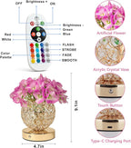 Hydrangea Flower Lamp with Remote, Rechargeable 16 Colors Changing Artificial Flower Table Lamp with 4 Modes, Dimmable Touch Cordless Lamp for Bedroom Room Home Decor, Gift for Mom Women (Purple)