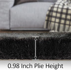 Faux Rabbit Fur Rug 4x6 Fluffy Black Rug for Bedroom Nursery Sofa Carpet for Living Room Fuzzy Washable Area Rug