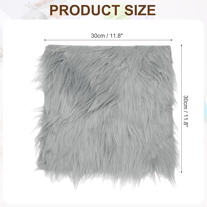 PATIKIL 12" Locker Rug, Small Area Rug Mini Faux Fur Rugs Small Locker Carpet Soft Fluffy Tiny Photography Props Square for Nail Photo Tabletop Background Picture Decoration, Gray
