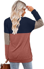 Magritta Women's Long Sleeve Leopard Color Block Tunic Comfy Crewneck T Shirt Tops Black XL