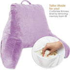 Clara Clark Reading Pillow for Kids & Teens with Shredded Memory Foam, Backrest Pillows for Reading, Watching, and Gaming, Use on The Couch, Bed, or Floor, Adjustable Support, Washable Cover Lavender