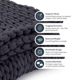 Nuzzie Original Knit Weighted Blanket - Breathable, Cooling, Hand Made Knit Throw Blanket for Sleep - Machine Washable, Stylish Design (Charcoal, Full | 16lbs | 48"x72")