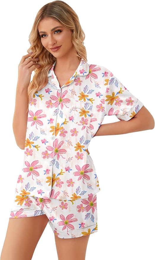 Girls & Womens Satin Pajamas Set, Silk Button-Down Sleepwear 2 Piece Nightwear, 3 Years - Women XXL