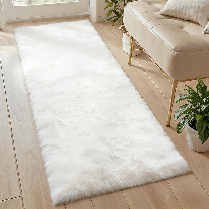 2x4 Non-Slip Shaggy Runner Rug, Ultra Soft Fluffy Plush Modern Indoor Area Rug for Hallway Bedroom Living Room Kitchen Entryway Fuzzy Carpet