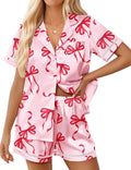 Ekouaer Womens Silk Pajama Sets Button Up Satin Pjs Short Sleeve 2 Piece Pj Sets Cute Lounge Sets with Chest Pocket