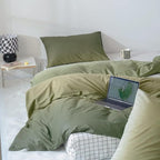 CLOTHKNOW Green White Queen Comforter Set 3Pcs Green Gradient Bedding Comforter Sets Soft Comforter with 2 x Pillow Cases
