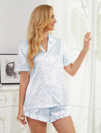 Silk Pajamas for Women Satin Womens Pajama Sets Short Sleeve Set 2-Piece Sleepwear