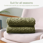 Exclusivo Mezcla Fleece Throw Blanket for Couch and Bed, 50x70 Inches Soft Cozy Jacquard Flannel Blankets, Lightweight Fuzzy Plush Warm Throws for Women, Olive Green
