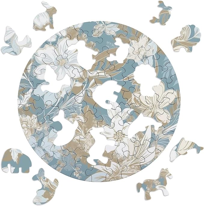68 PCS Jigsaw Puzzle for Adults Personalized Picture Puzzle Light Peach Flowers Customized Wooden Puzzle for Family, Birthday, Wedding, Game Nights Gifts Animal Alien Shape Puzzle