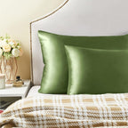 BEDELITE Satin Pillowcase for Hair and Skin, Super Soft and Cooling Similar to Silk Pillow Cases 2 Pack with Envelope Closure, Gift for Women Men(20"x40" King Size, Cedar Green)