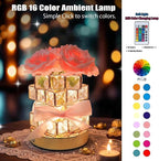 Crystal Table Lamp, Rechargeable Cordless Rose Light, with Touch & Remote Control Dimming - 16-Color Dimmable, Birthday Gifts for Women, Mom, Wife, Living Room, Bedroom Decor