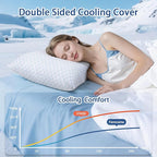 Favocama Cooling Pillow for Sleeping, Shredded Memory Foam Pillows King Size Set of 2, Double Sided Cooling Bed Pillows for Hot Sleepers, Side Back and Stomach Sleepers