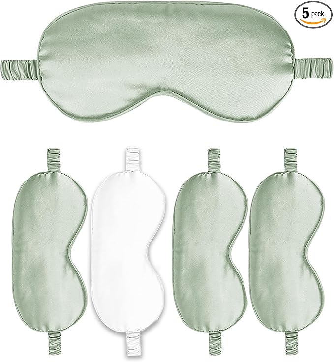 Sleep Masks 5PACK Silk Eyes Cover Satin Eye Mask Silky Blackout Soft Blindfold Sleeping Eyeshades Covers Bridesmaid Gifts