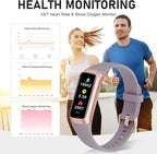 Fitness Tracker, Activity Trackers with 24/7 Heart Rate, Blood Oxygen Blood Pressure Sleep Monitor, Step Counter with 1.1" AMOLED Touch Color Screen, Calorie Pedometer Health Smart Watch for Women Men