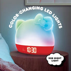 Hello Kitty Sunrise Alarm Clock with Color-Changing RGB LED Night Light – Ambient Lighting, Time/Date/Temperature Display, USB Powered w/Device Charging, Red