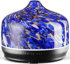 Porseme 500ml Glass Essential Oil Diffuser Aromatherapy Ultrasonic Cool Mist Humidifier 15-21 Running Hours Waterless Auto-Off Air Diffusers for Sleeping Yoga Working Spa(Deep Blue)