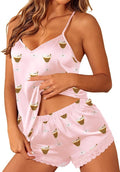 Ekouaer Satin Pajamas Women Lace Sleepwear Lingerie Cami Shorts Set Nightwear XS-XXL