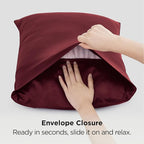 Bedsure Satin Pillowcase for Hair and Skin Standard - Burgundy Silk Pillowcase 2 Pack 20x26 inches - Satin Pillow Cases Set of 2 with Envelope Closure
