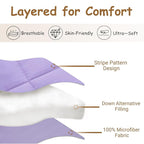 ZPECC Toddler Down Alternative Comforter, 39x47 Hypoallergenic Baby Blanket Quilt, Soft Breathable Lightweight All Season Kids Duvet Insert for Crib Stroller Cot Daycare, Purple Stripe
