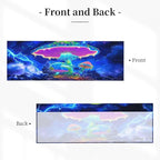 Glowing Neon Mushrooms in Stormy Night Sky Curtain Valance Peach Skin Velvet Printed Window Valance with Rod Pocket Light Filtering for Kitchen Bathroom 54x18in