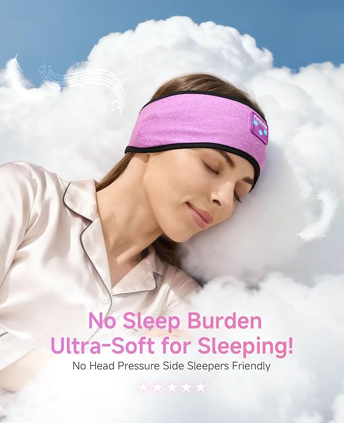 Perytong Sleep Headphones Bluetooth Headband Over On Ear Bluetooth 5.4 Sleeping Earbuds Earphones, Wireless Headphones for Side Sleepers Men Women Sports, Insomnia, Yoga, Air Travel, Meditation