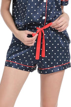 Serenedelicacy Women's Satin Pajama Set 2-Piece Sleepwear Loungewear Button Down Short Sleeve Silky PJ Set