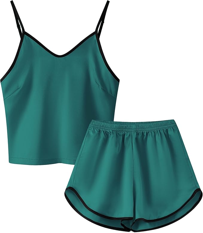 Girls & Women Silk Pajamas Set Satin Camisole Sleepwear 2 Piece Pjs, 3 Years - Women XXL