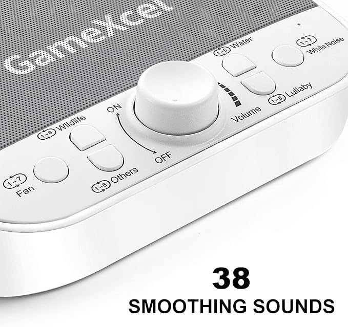 Portable Sound Machine - White Noise Machine for Sleeping & Privacy - 38 Non-Looping Sounds with Dual Speakers Timer Memory - USB Sleep Therapy Machine for Baby Kids Adults Home Office