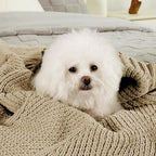 Amélie Home Knit Throw Blanket, Soft Chenille Cozy Breathable Chevron Chunky Decorative Blanket for Couch, Bed & Sofa, French-Inspired Lightweight Warm Gift for Women, Beige, 50"x60"