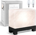 d'aplomb 100% Authentic Natural Himalayan Salt Lamp;Hand-Carved Modern Rectangle Rare White Crystal Rock Salt from The Himalayan Mountain; Footed Wood Base, Dimmer Cord; 11.5 lbs