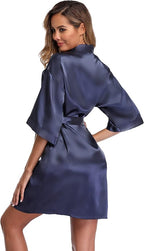 Robe for Women Silky Lightweight Satin Kimono Bride Bridesmaids Wedding Party Robes Dressing Gown Summer Loungewear