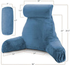 Clara Clark Reading Pillow with Shredded Memory Foam Includes 2 Neck and Lumber Support Pillows Designed for Sitting Up in Bed and Couch Back and Arms Adjustable Support for Adults & Teens Blue Heaven