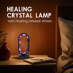 Runyangshi Crystal Lamp Amethyst Raw Stone Ellipse Night Lamp Natural Healing Crystal Night Light Table Lamp Base USB Port 3 Colours Mode for Bedroom Bedside Lamp Office Home Decor Gift