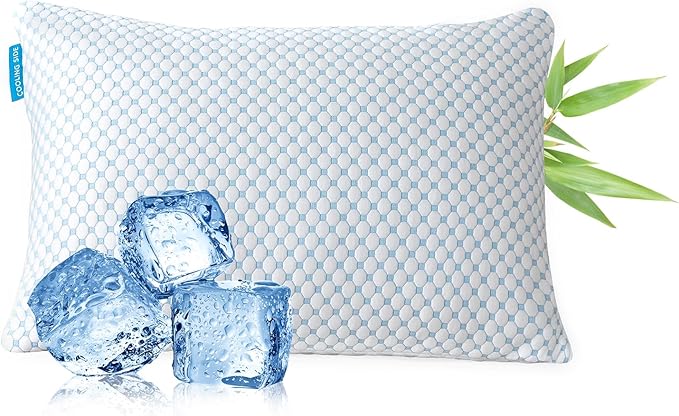Cooling Shredded Memory Foam Pillow Queen Size - Adjustable Loft for Back & Side Sleepers, Breathable & Supportive Bed Pillow with Removable Washable Cover(Queen Pack of 1)