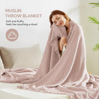 SOULFUL Muslin Throw Blanket with Tassels - Soft Twin Cotton Throw Blanket for Couch or Bed, Lightweight and Breathable Gauze for All Seasons, LightChampagne, 60" x 80"