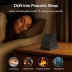 Housbay Sound Machine with Magnetic Wireless Charger for iPhone, 2-in-1 Design for Clutter-Free Nightstand, Dual-Speaker Stereo Sound for Sleeping - Black