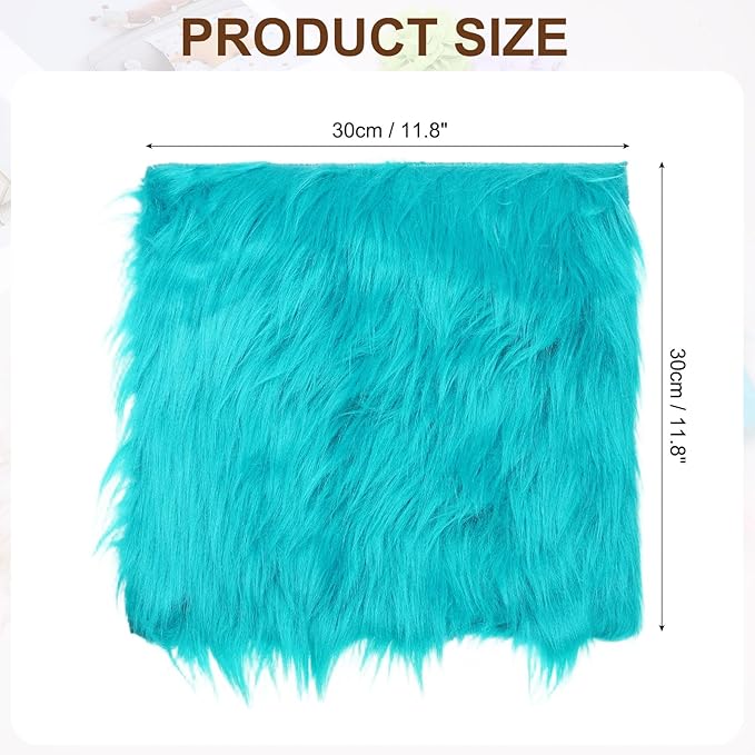 PATIKIL 12" Locker Rug, Small Area Rug Mini Faux Fur Rugs Small Locker Carpet Soft Fluffy Tiny Photography Props Square for Nail Photo Tabletop Background Picture Decoration, Dark Green