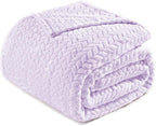 Exclusivo Mezcla Fleece Twin Size Blanket for Bed, 60x80 Inches Soft Cozy Jacquard Flannel Blankets, Lightweight Fuzzy Plush Warm for Women, Lilac Purple