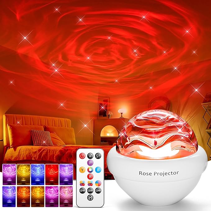 PIKOY Ambient Lighting with 11 Mixed+4 Solid Colors for Teen Girl Gifts Trendy Stuff Rose Flower Mood Light Sunset Lamp Dimmable Night Light Projector for Bedroom with Remote Mothers Day Gifts for Mom