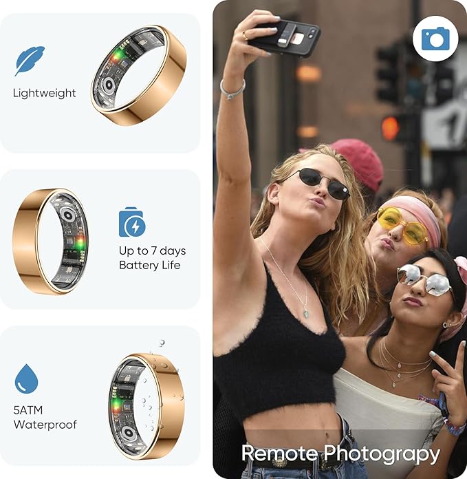 BENIO Gen 2 Smart Ring for Women & Men, Heart Rate,Fitness Tracker with Sleep，Step/Sleep/Blood Oxygen/Heart Rate Tracker, 5ATM Waterproof for iOS and Android,No Subscription, Xmas Gifts,Rose Gold 12