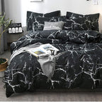 CLOTHKNOW Black Marble California King Comforter Set Black White Bedding Sets Abstract Comforter with 2 x Pillow Cases