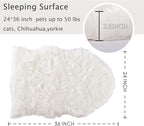 Asrug Faux Fur Dog Rug Plush and Fluffy Dog Mat Ultra Cozy Pet Throw Rug for Dogs Cats, Luxury Soft Faux Sheepskin Chair Cover Seat Pad Shag Fur Area Rugs for Bedroom, White, 24 by 36 inches