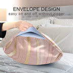 Rose Gold Satin Pillowcase for Hair and Skin, Rose Gold Marble Silk Pillow Case with Envelope Closure, Standard Size 20x26 inches, 1 PC