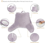Clara Clark Reading Pillow for Kids & Teens with Shredded Memory Foam, Backrest Pillows for Reading, Watching, and Gaming, Use on Couch, Bed, or Floor, Adjustable Support, Washable Cover Grey Lavender
